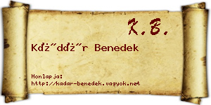 Kádár Benedek névjegykártya