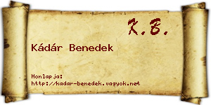 Kádár Benedek névjegykártya